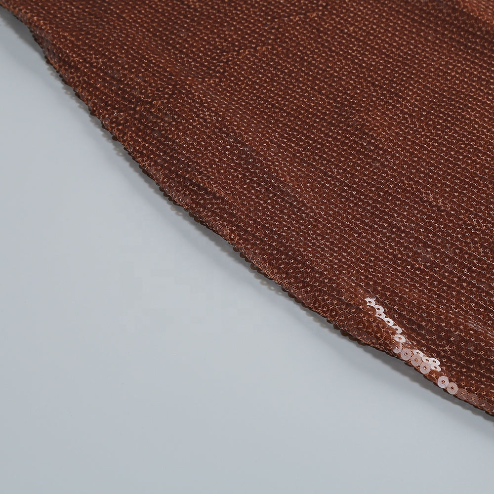 Brown Sequin Halter Backless Maxi Dress