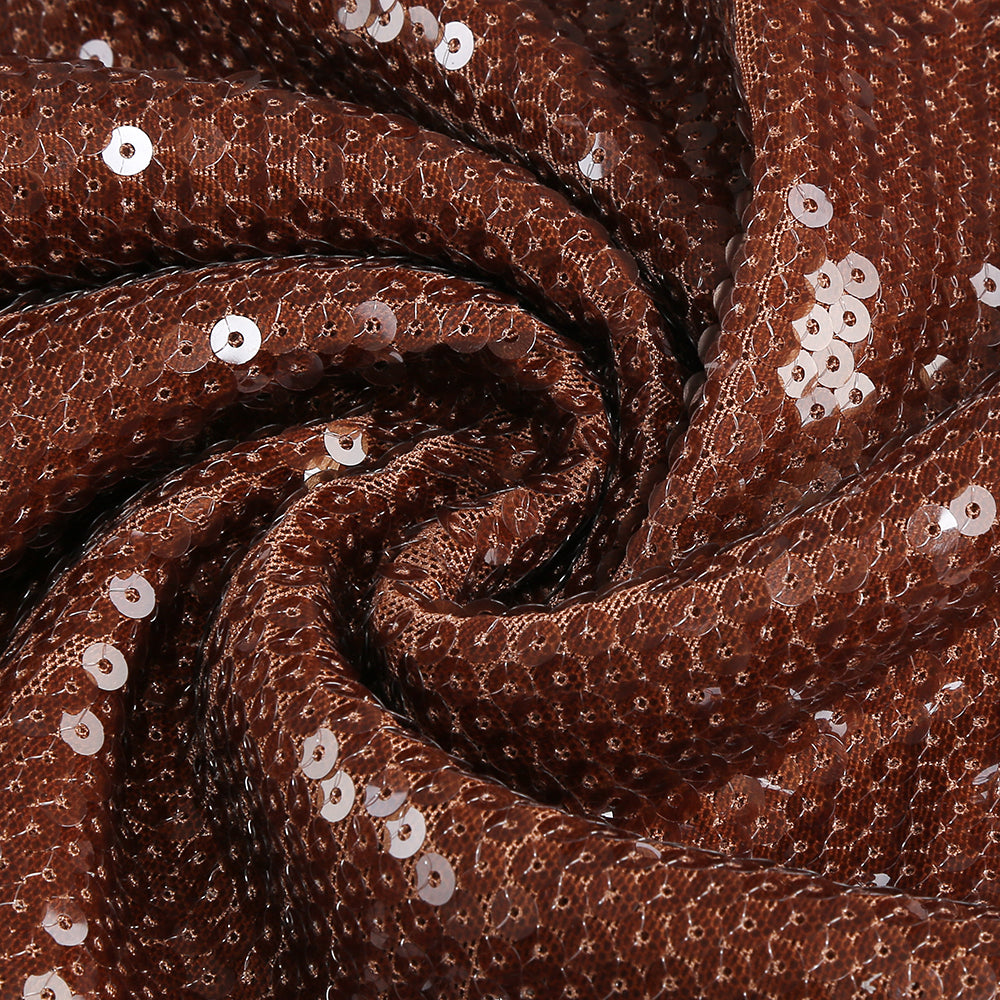 Brown Sequin Halter Backless Maxi Dress